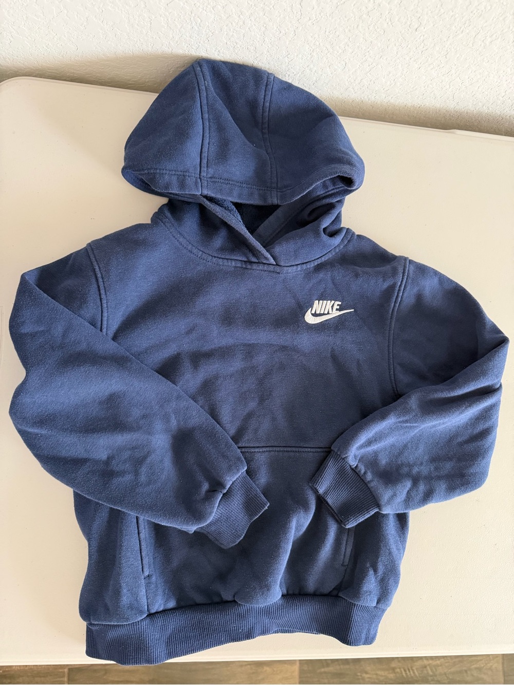 Nike Kids Navy Blue Pullover Hoodie with White Swoosh